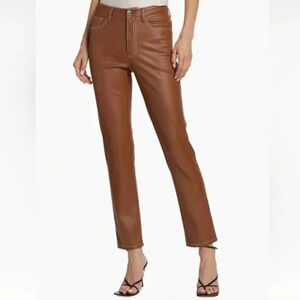 Staud Eli Vegan Leather Pant Cognac Brown Caramel Size 0